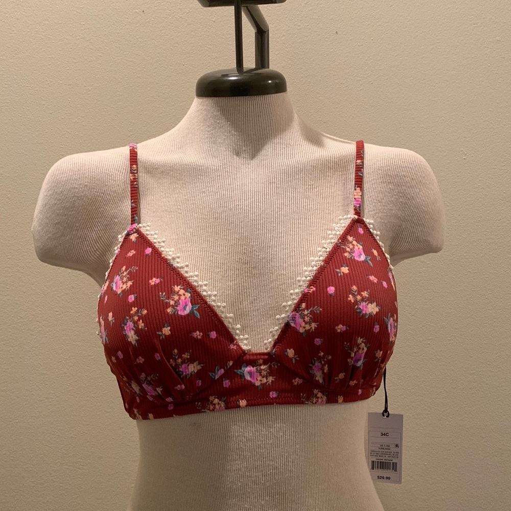 Women’s Shade and Shore Floral Lace Bikini Bra Top Size 34C